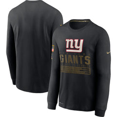 Men's New York Giants 2020 Black Salute to Service Sideline Performance Long Sleeve T-Shirt 