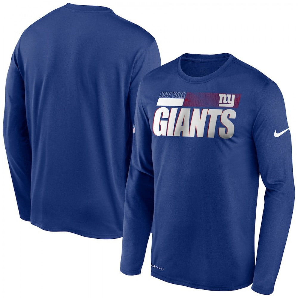 Men's New York Giants 2020 Blue Sideline Impact Legend Performance Long Sleeve T-Shirt 