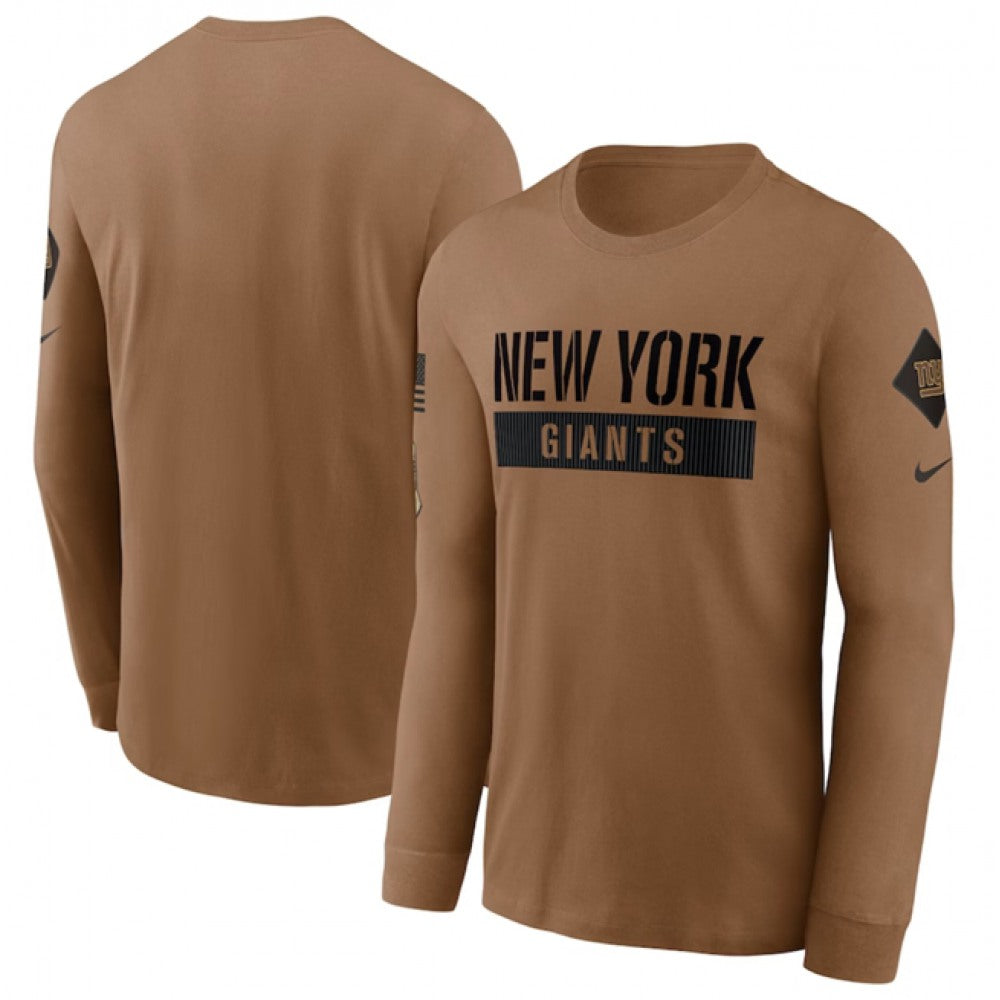 Men's New York Giants 2023 Brown Salute To Service Long Sleeve T-Shirt 