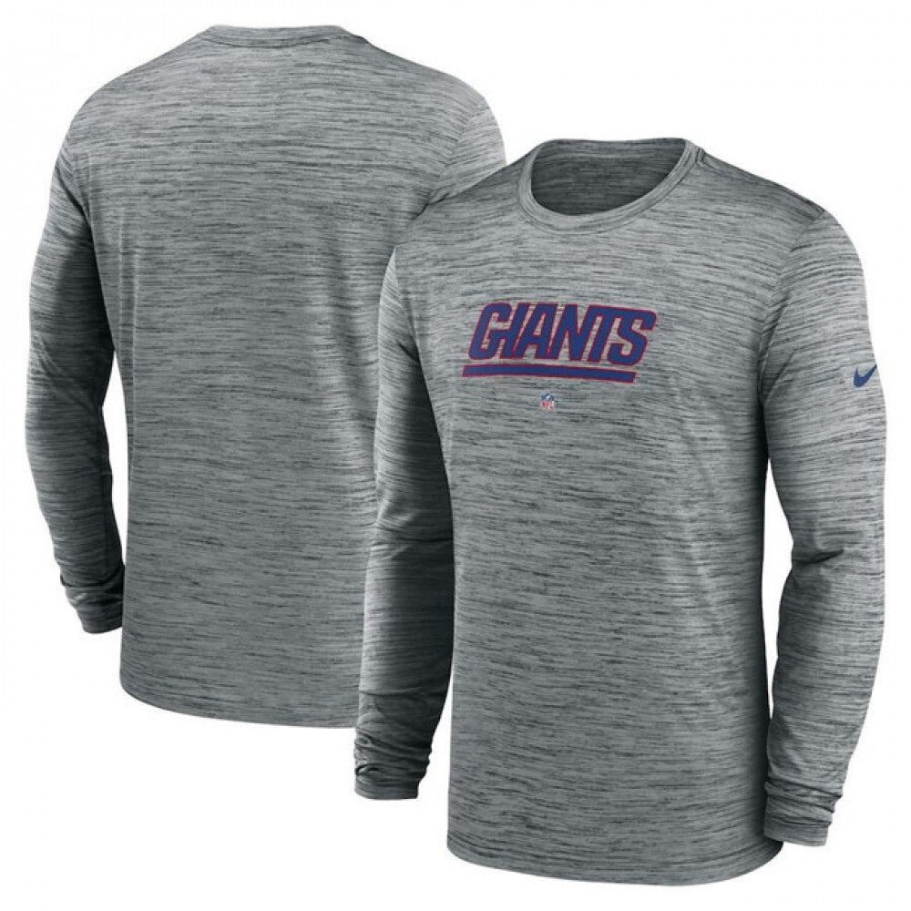 Men's New York Giants Heather Gray Sideline Team Velocity Performance Long Sleeve T-Shirt 