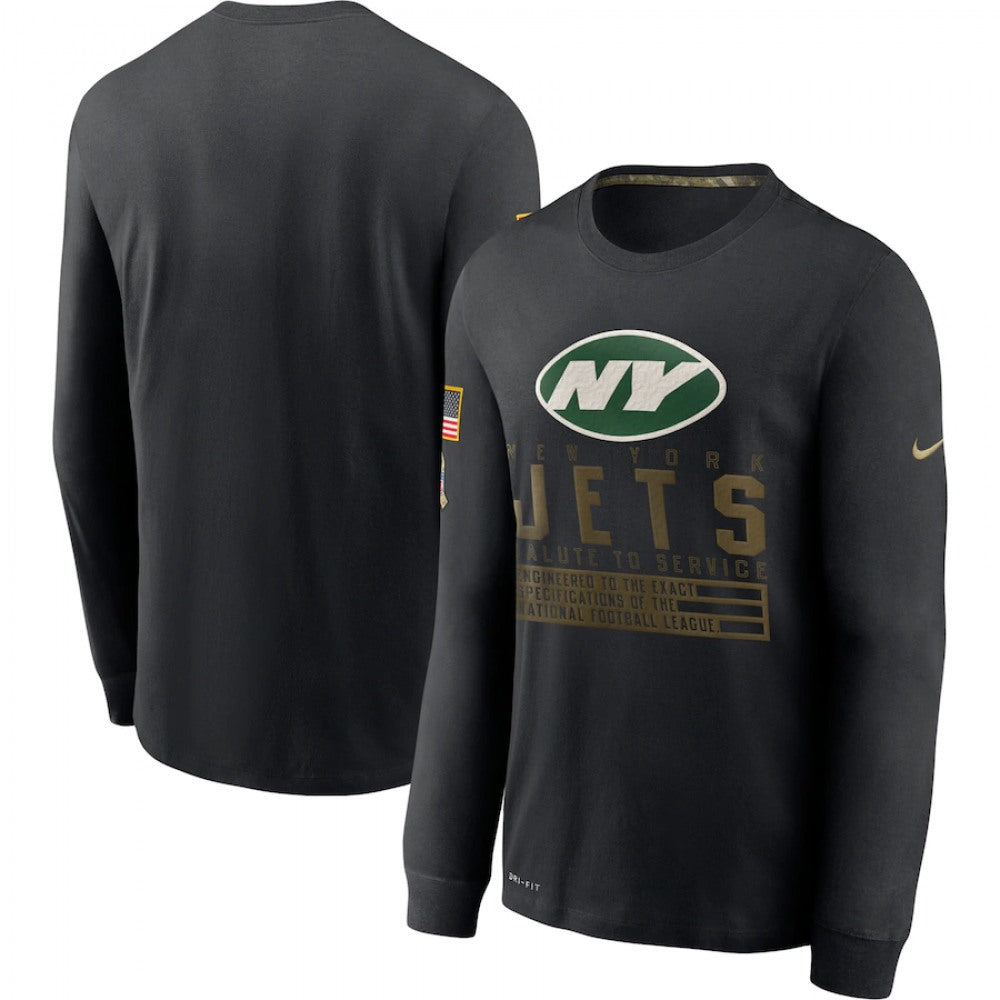 Men's New York Jets 2020 Black Salute to Service Sideline Performance Long Sleeve T-Shirt 