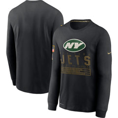 Men's New York Jets 2020 Black Salute to Service Sideline Performance Long Sleeve T-Shirt 