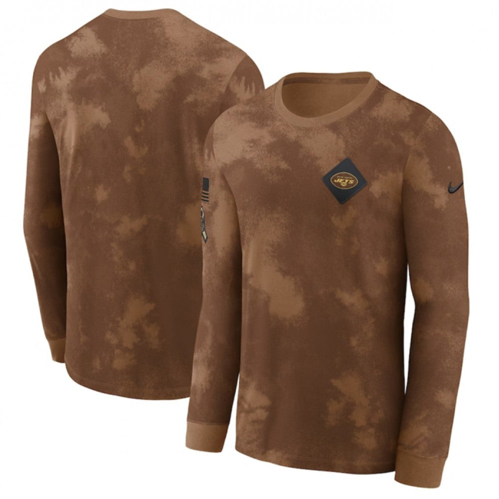 Men's New York Jets Brown 2023 Salute To Service Long Sleeve T-Shirt 