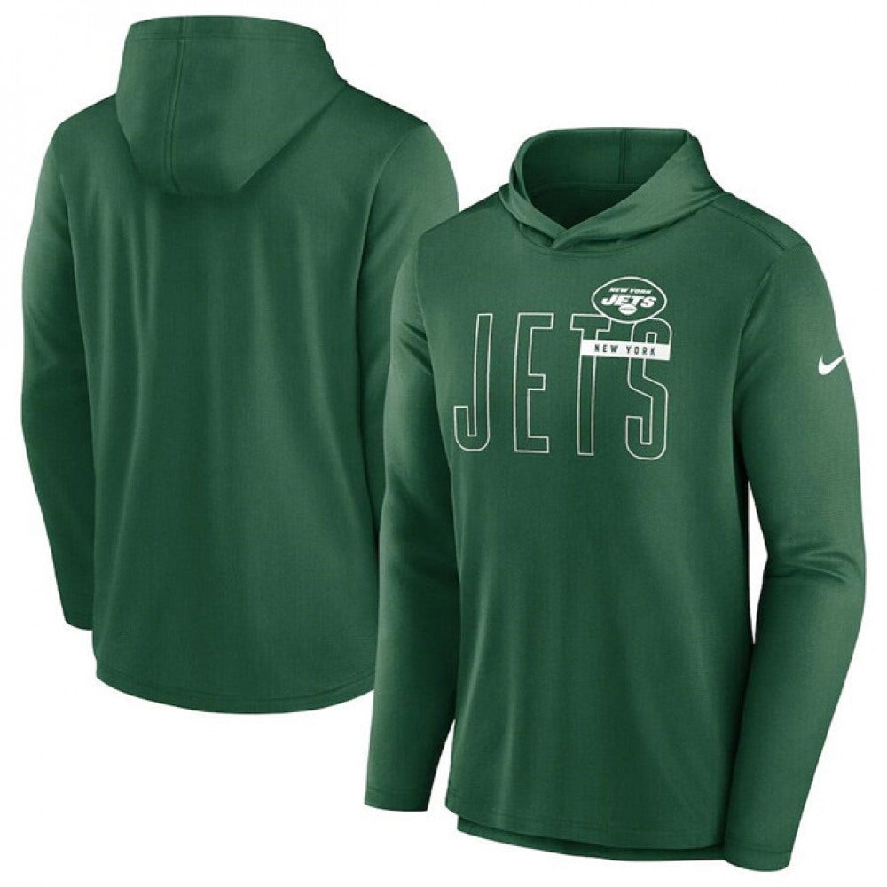 Men's New York Jets Green Lightweight Performance Hoodie Long Sleeve T-Shirt 