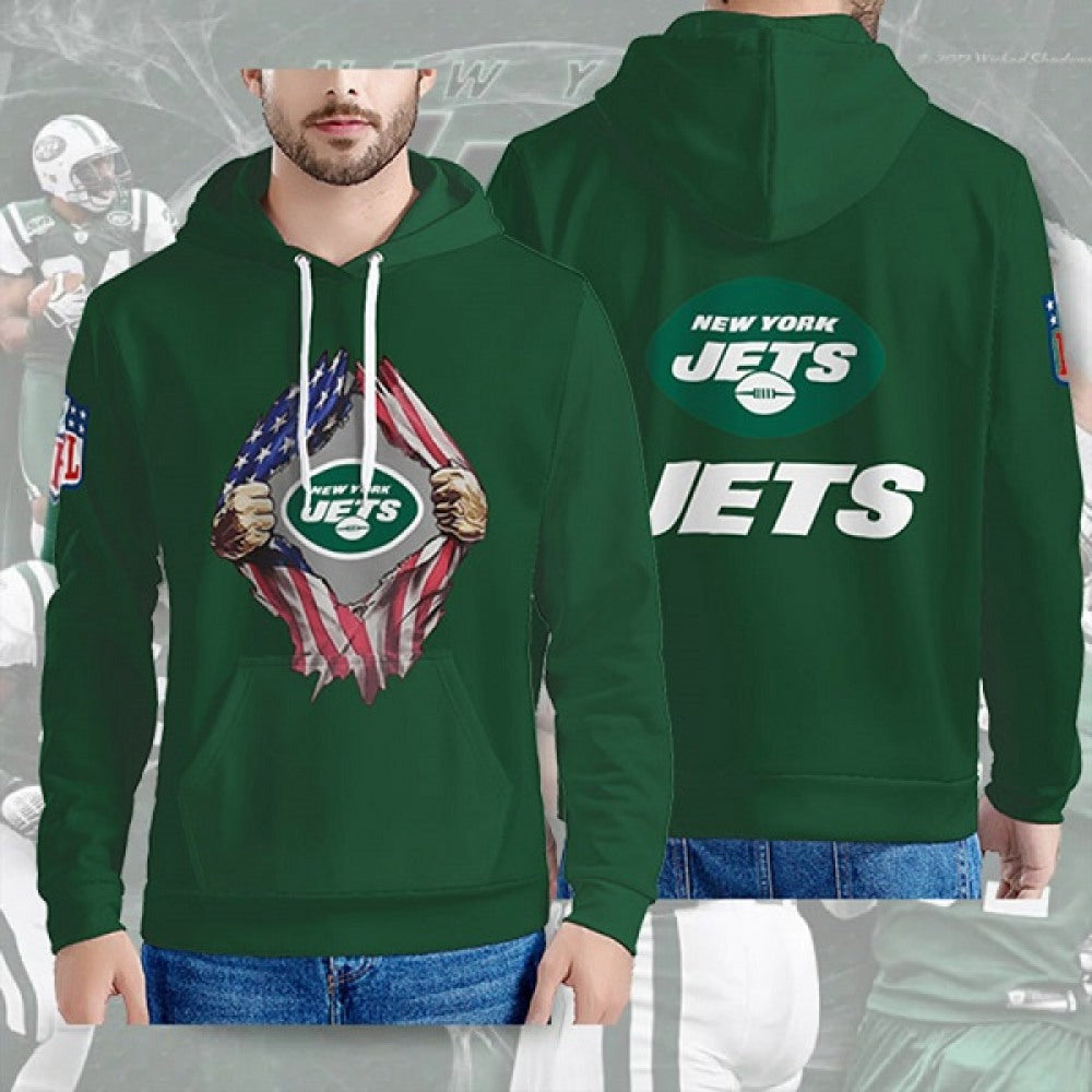Men's New York Jets Green 3D Trending T-Shirt Hoodie 