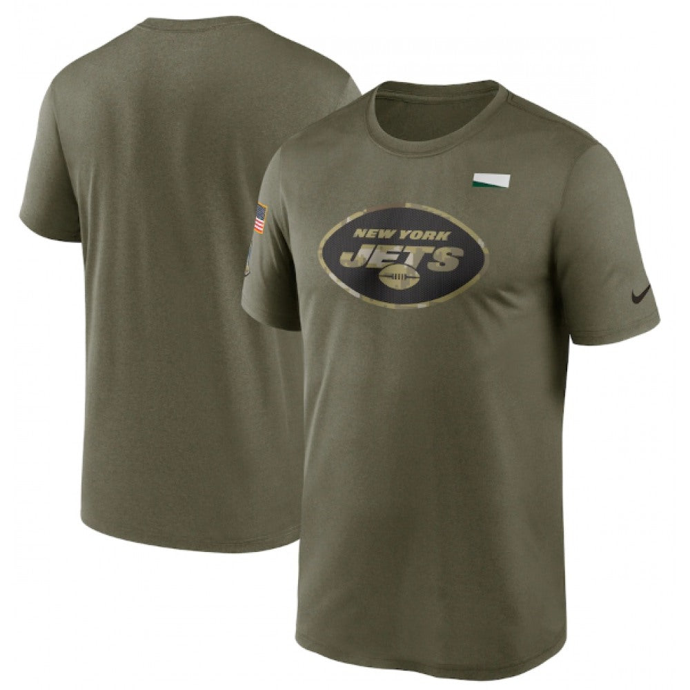 Men's New York Jets 2021 Olive Salute To Service Legend Performance T-Shirt 