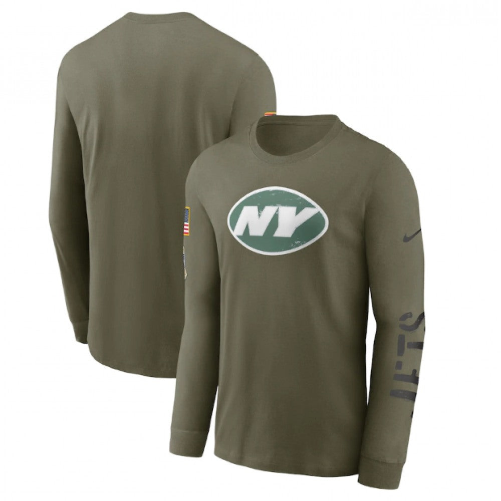 Men's New York Jets Olive 2022 Salute to Service Long Sleeve T-Shirt 