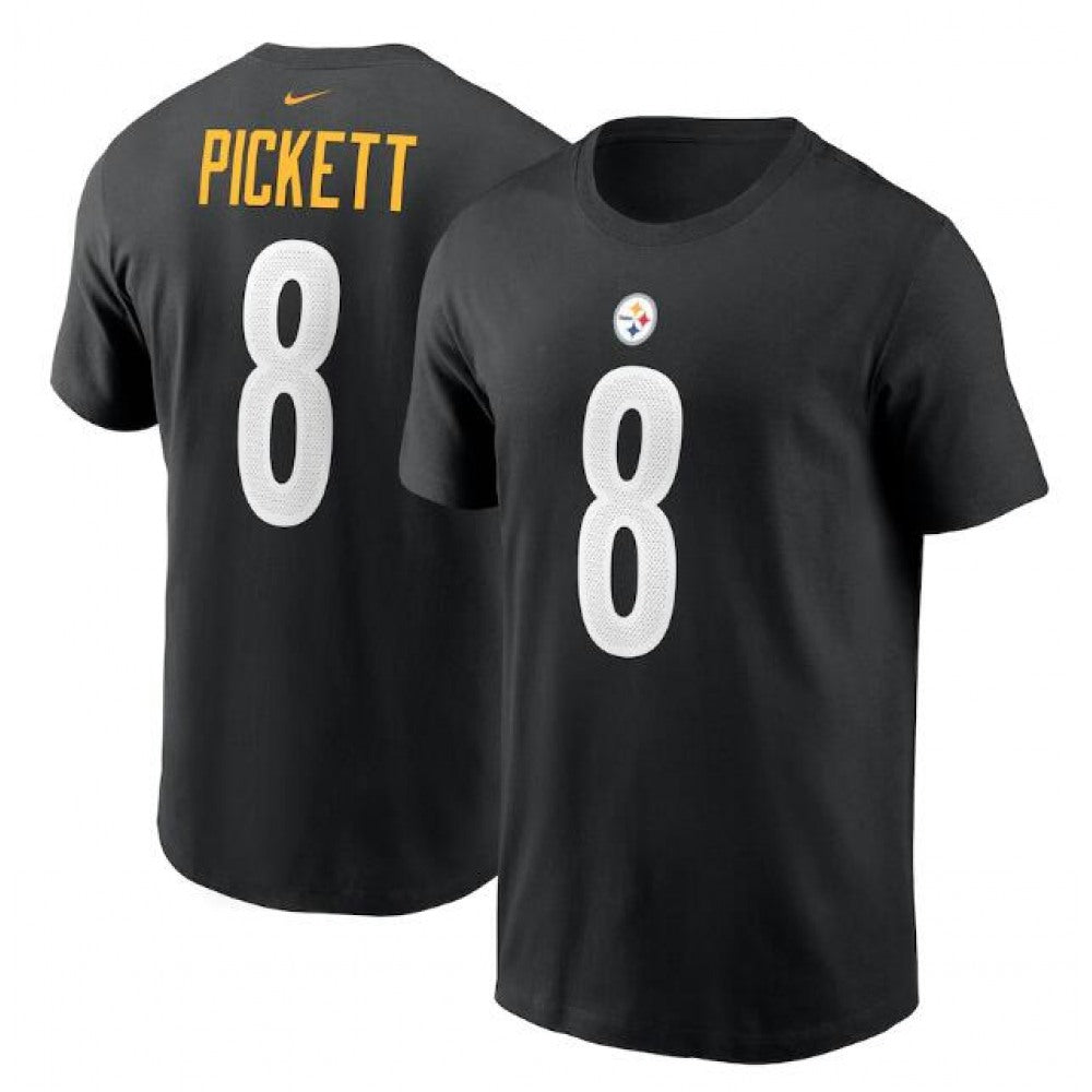 Men's Pittsburgh Steelers #8 Kenny Pickett 2022 Black NFL Draft First Round Pick Player Name & Number T-Shirt 