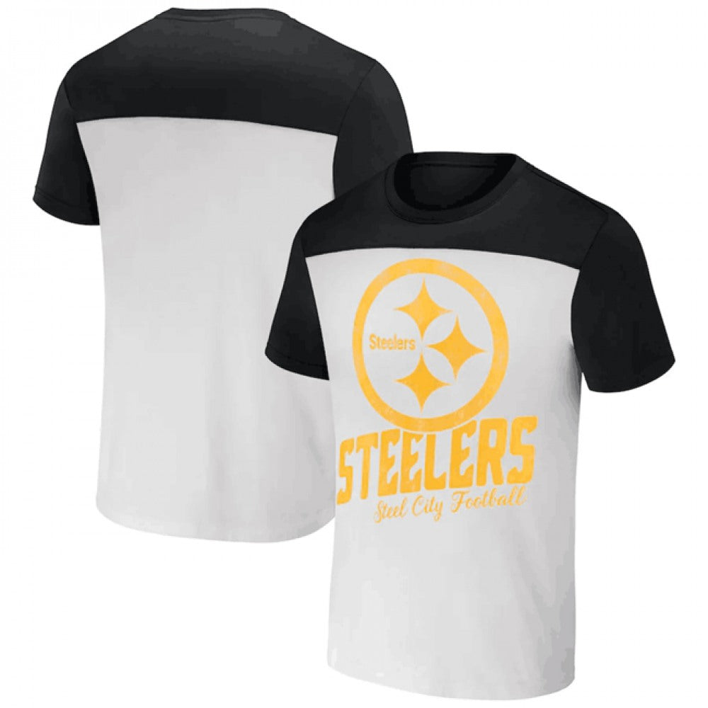 Men's Pittsburgh Steelers Cream/Black x Darius Rucker Collection Colorblocked T-Shirt 