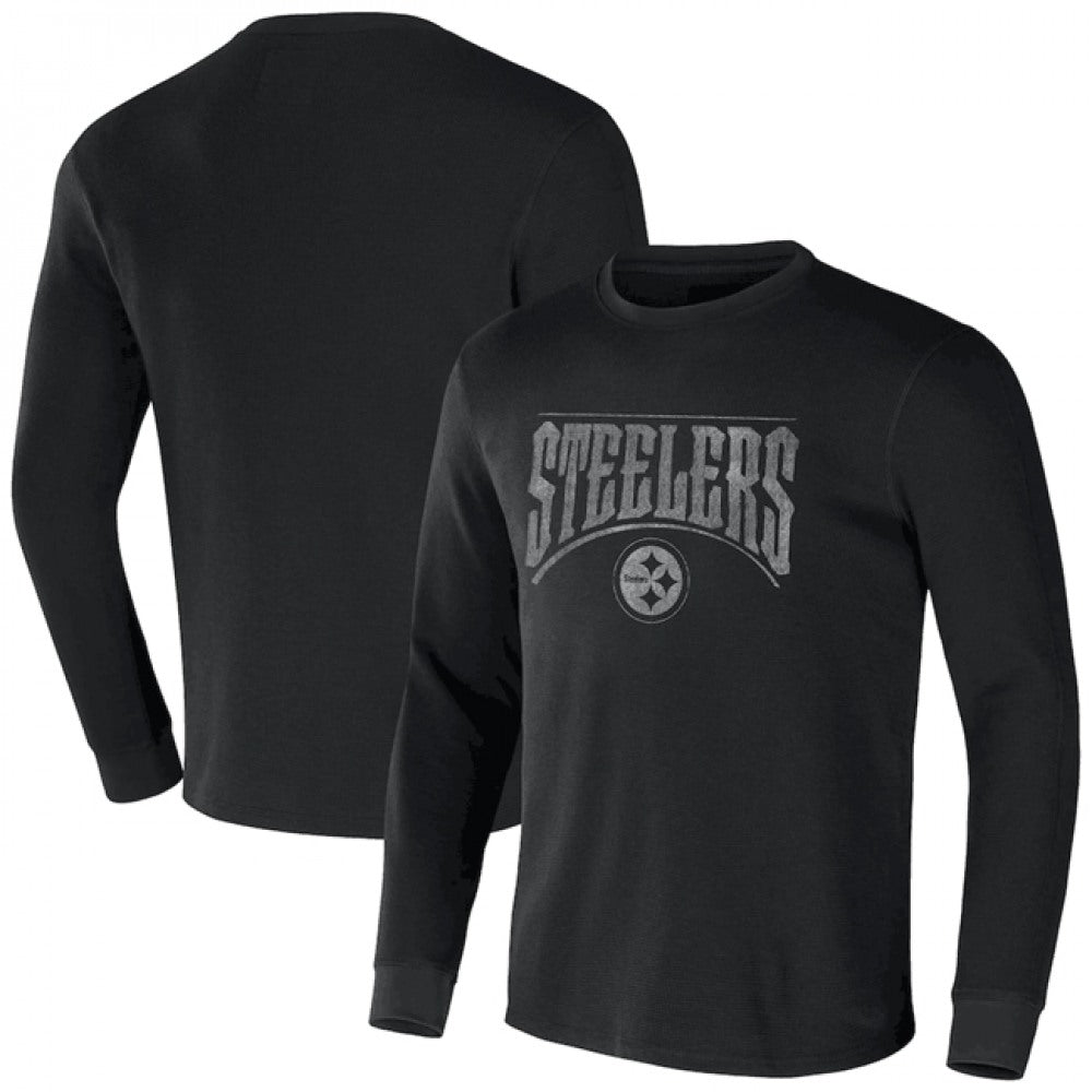 Men's Pittsburgh Steelers X Darius Rucker Collection Black Long Sleeve Thermal T-Shirt 