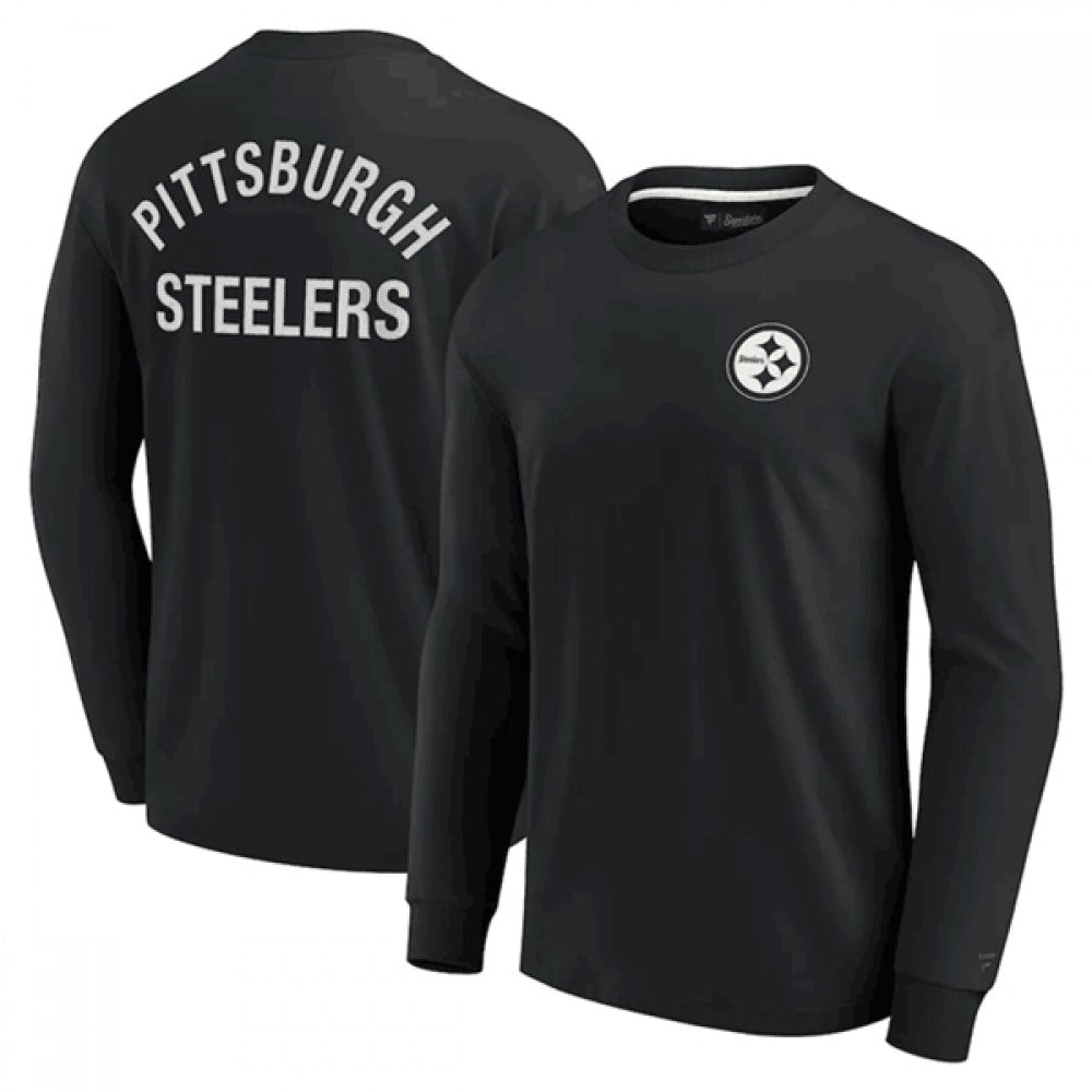 Men's Pittsburgh Steelers Black Signature Unisex Super Soft Long Sleeve T-Shirt 