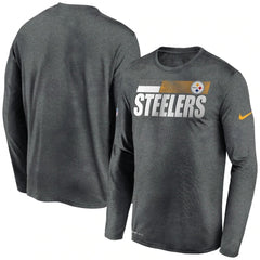 Men's Pittsburgh Steelers 2020 Grey Sideline Impact Legend Performance Long Sleeve T-Shirt 