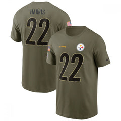 Men's Pittsburgh Steelers #22 Najee Harris 2022 Olive Salute to Service T-Shirt 