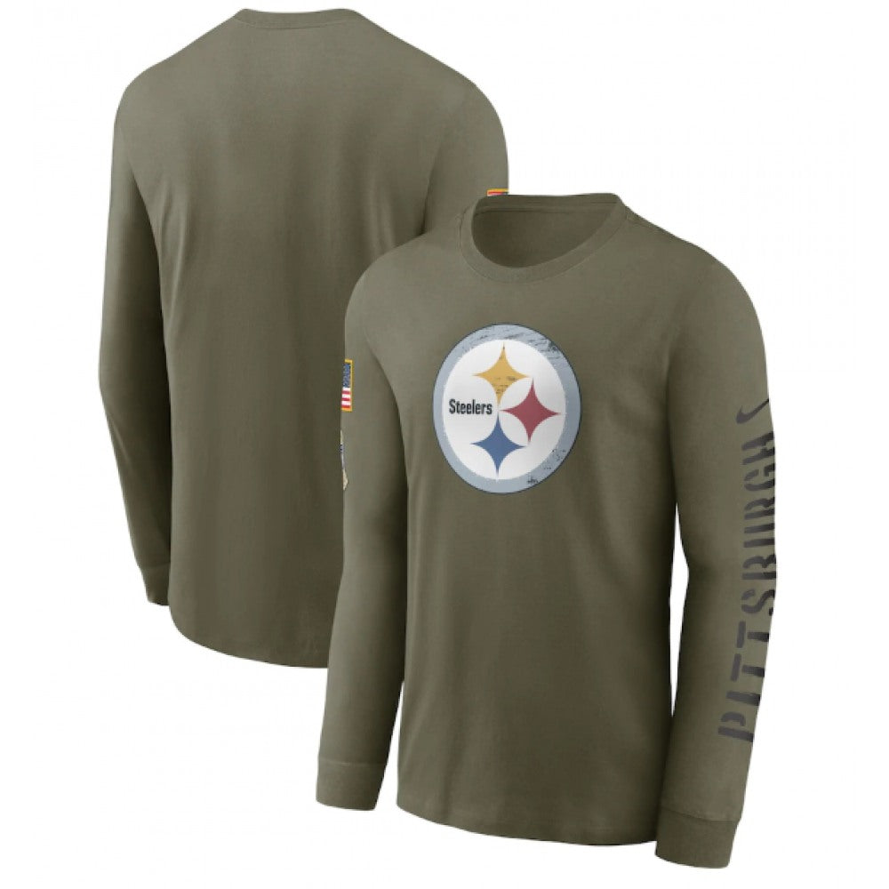 Men's Pittsburgh Steelers Olive 2022 Salute to Service Long Sleeve T-Shirt 