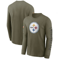 Men's Pittsburgh Steelers Olive 2022 Salute to Service Long Sleeve T-Shirt 