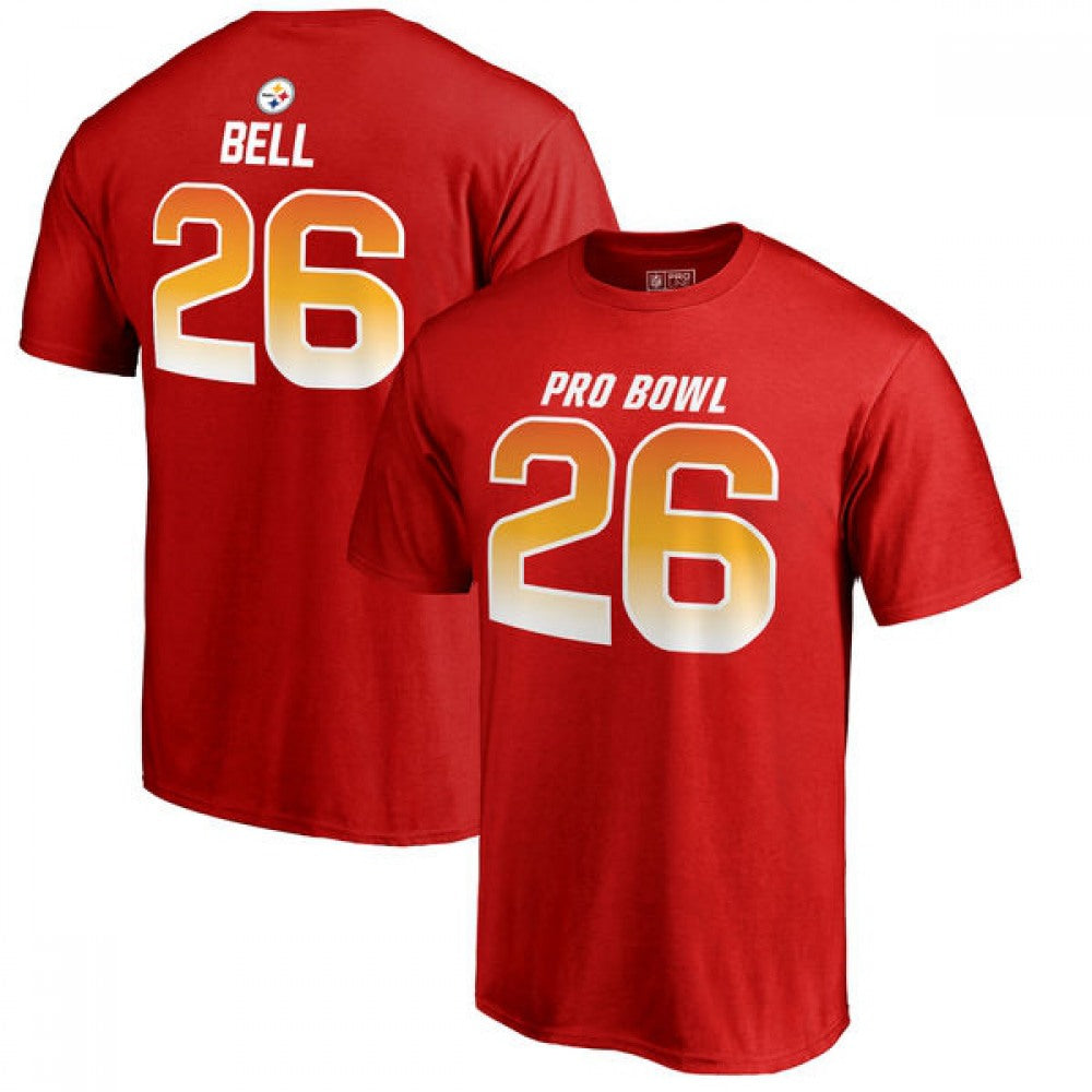 Steelers #26 Le'Veon Bell AFC Pro Line 2018 NFL Pro Bowl Red T-Shirt 
