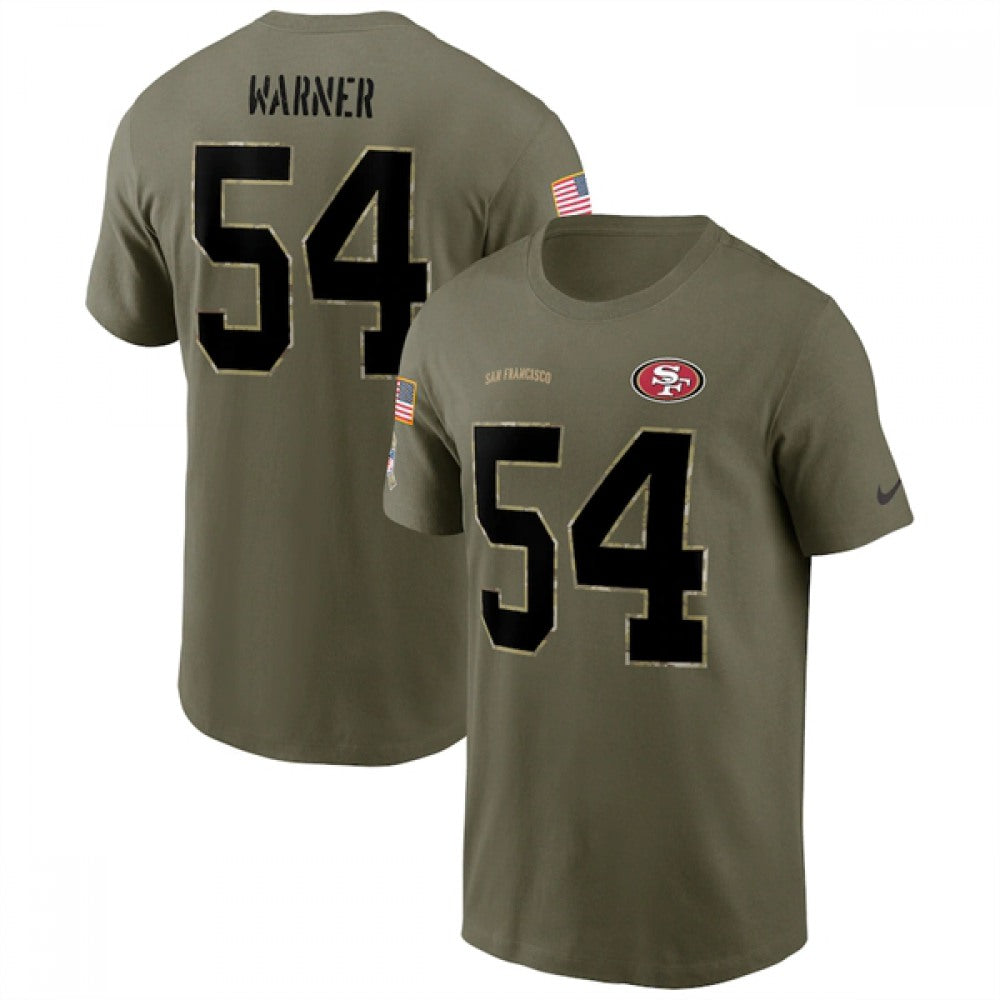 Men's San Francisco 49ers #54 Fred Warner 2022 Olive Salute to Service T-Shirt 