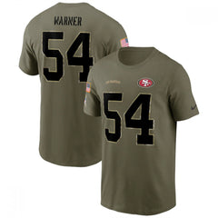 Men's San Francisco 49ers #54 Fred Warner 2022 Olive Salute to Service T-Shirt 