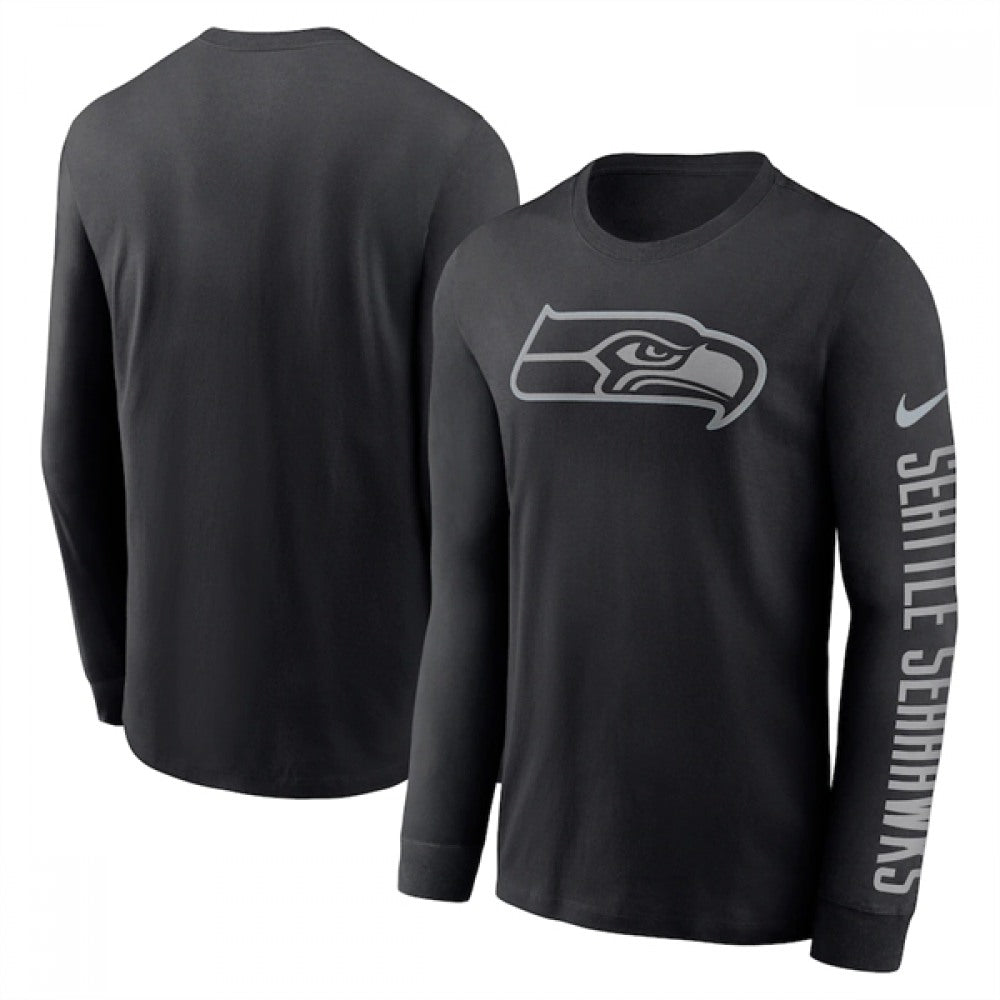 Men's Seattle Seahawks Black Long Sleeve T-Shirt 