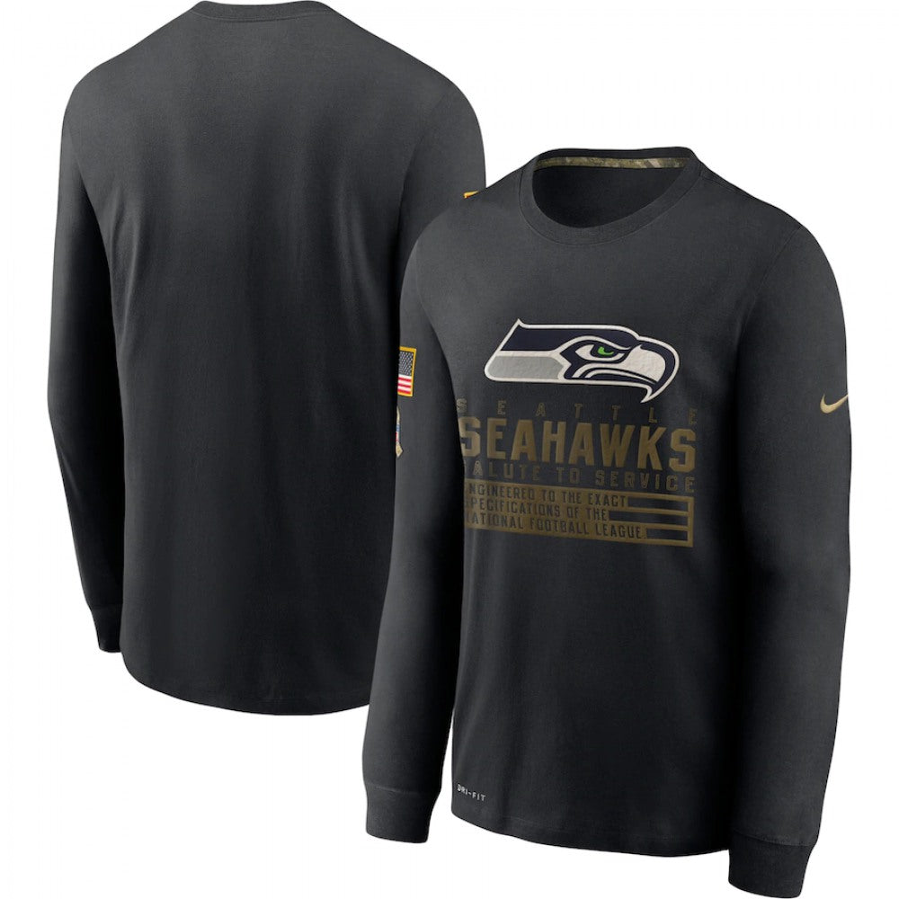 Men's Seattle Seahawks 2020 Black Salute to Service Sideline Performance Long Sleeve T-Shirt 