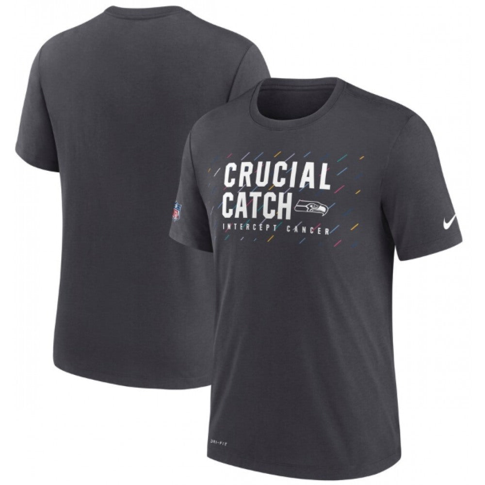Men's Seattle Seahawks Charcoal 2021 Crucial Catch Performance T-Shirt 