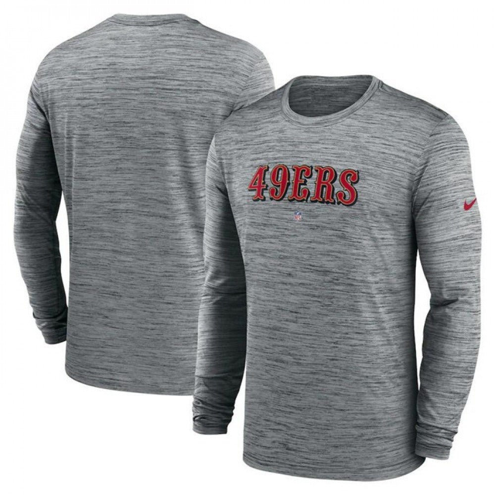 Men's San Francisco 49ers Heather Gray Sideline Team Velocity Performance Long Sleeve T-Shirt 