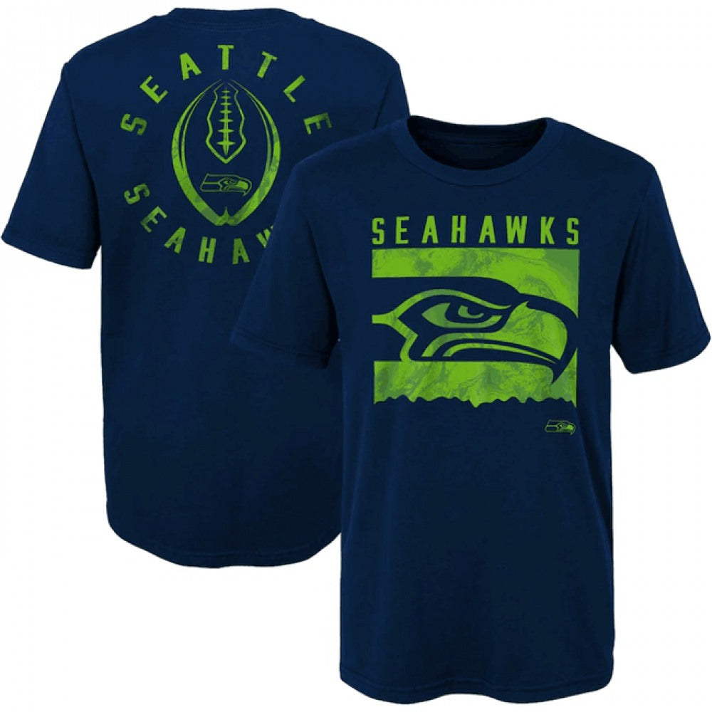 Men's Seattle Seahawks Navy Preschool Liquid Camo Logo T-Shirt 