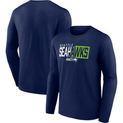 Men's Seattle Seahawks Navy One Two Long Sleeve T-Shirt 