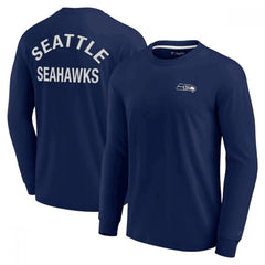 Men's Seattle Seahawks Navy Signature Unisex Super Soft Long Sleeve T-Shirt 