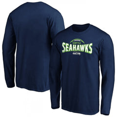 Men's Seattle Seahawks Navy Clamp Down Long Sleeve T-Shirt 