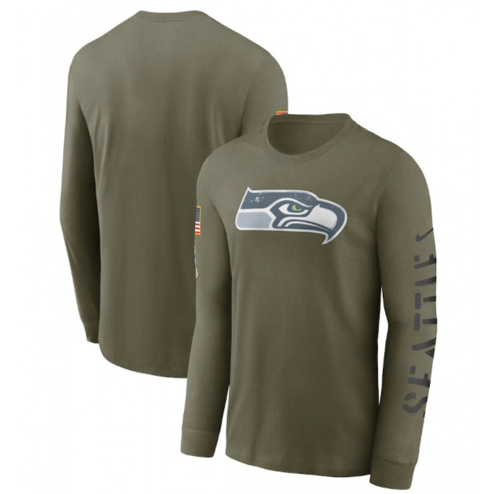 Men's Seattle Seahawks Olive 2022 Salute to Service Long Sleeve T-Shirt 