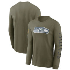 Men's Seattle Seahawks Olive 2022 Salute to Service Long Sleeve T-Shirt 