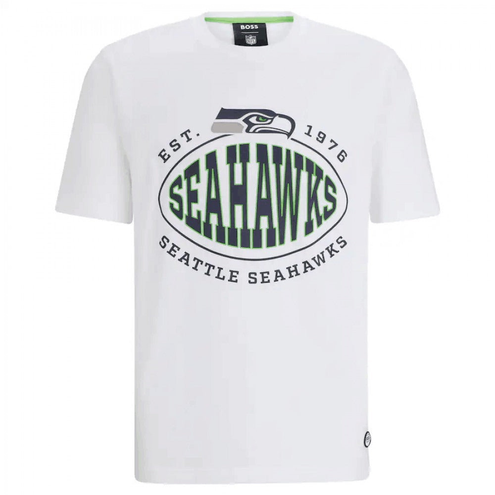 Men's Seattle Seahawks White BOSS X Trap T-Shirt 