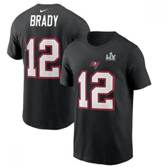 Men's Tampa Bay Buccaneers #12 Tom Brady Black Super Bowl LV NFL T-Shirt 