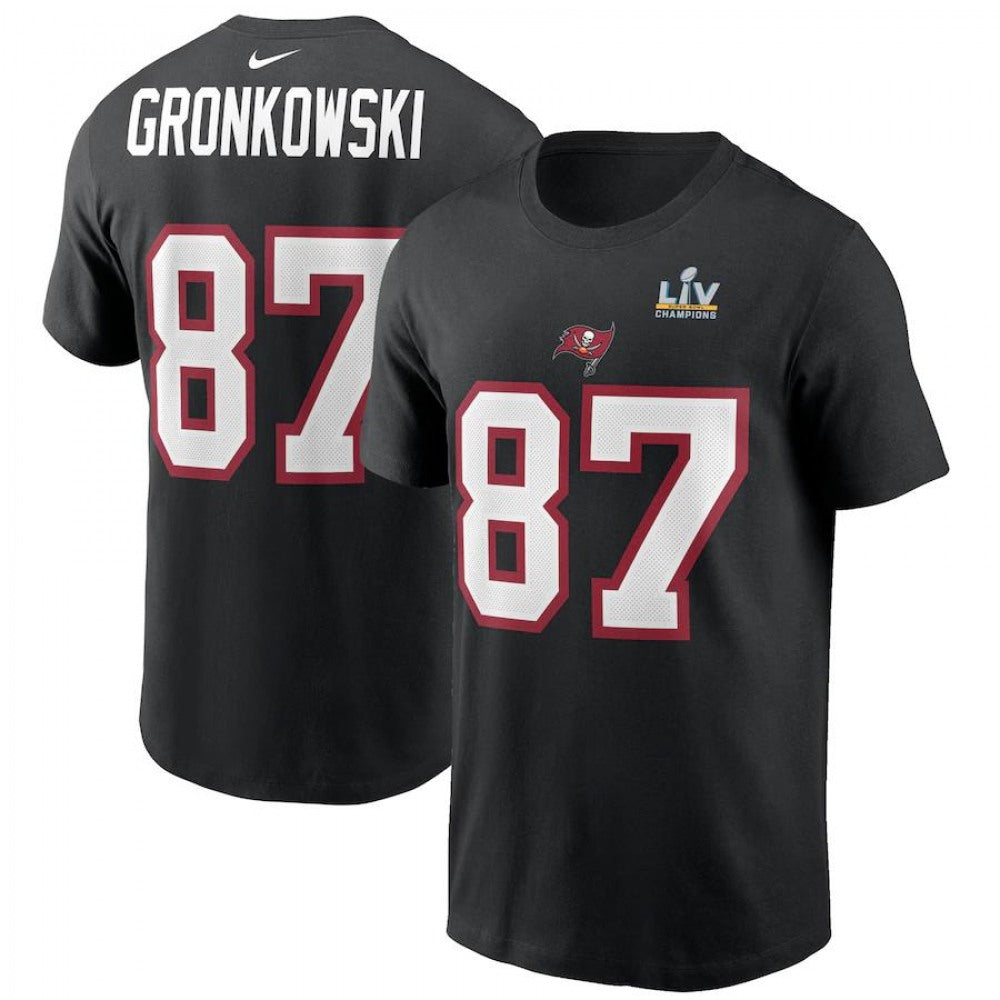 Men's Tampa Bay Buccaneers #87 Rob Gronkowski Black Super Bowl LV NFL T-Shirt 