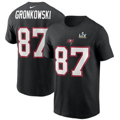 Men's Tampa Bay Buccaneers #87 Rob Gronkowski Black Super Bowl LV NFL T-Shirt 