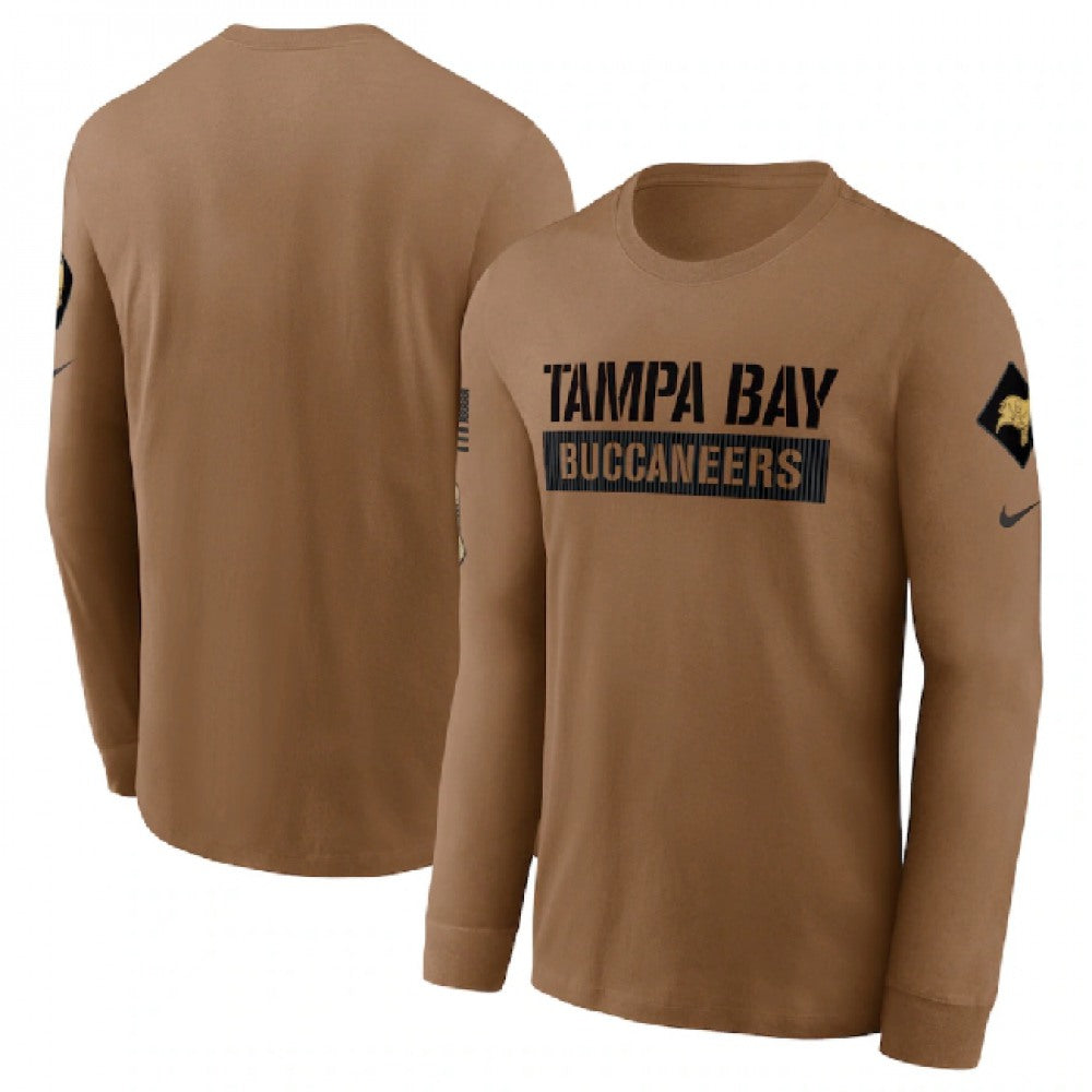 Men's Tampa Bay Buccaneers 2023 Brown Salute To Service Long Sleeve T-Shirt 