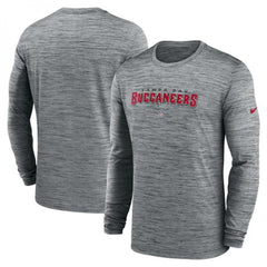 Men's Tampa Bay Buccaneers Heather Gray Sideline Team Velocity Performance Long Sleeve T-Shirt 