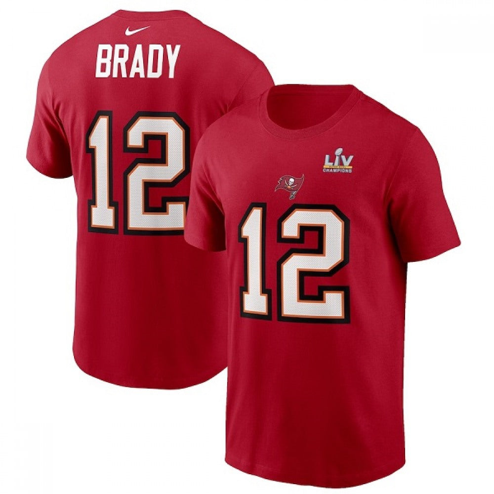 Men's Tampa Bay Buccaneers #12 Tom Brady Red Super Bowl LV NFL T-Shirt 