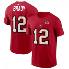 Men's Tampa Bay Buccaneers #12 Tom Brady Red Super Bowl LV NFL T-Shirt 