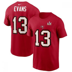Men's Tampa Bay Buccaneers #13 Mike Evans Red Super Bowl LV NFL T-Shirt 