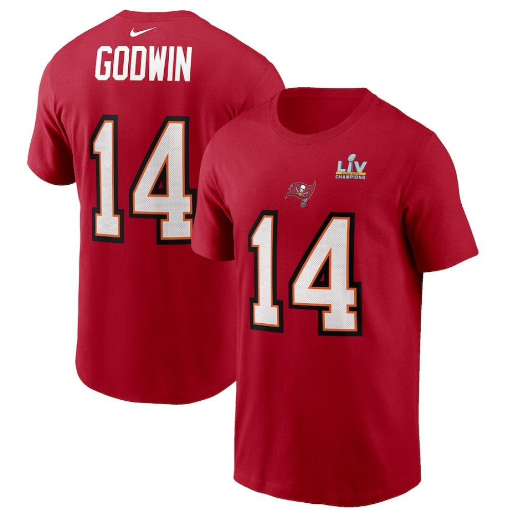 Men's Tampa Bay Buccaneers #14 Chris Godwin Red Super Bowl LV NFL T-Shirt 