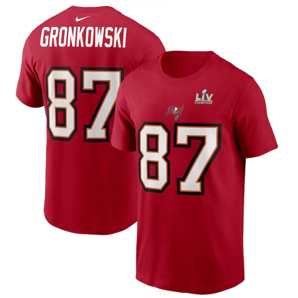 Men's Tampa Bay Buccaneers #87 Rob Gronkowski Red Super Bowl LV NFL T-Shirt 