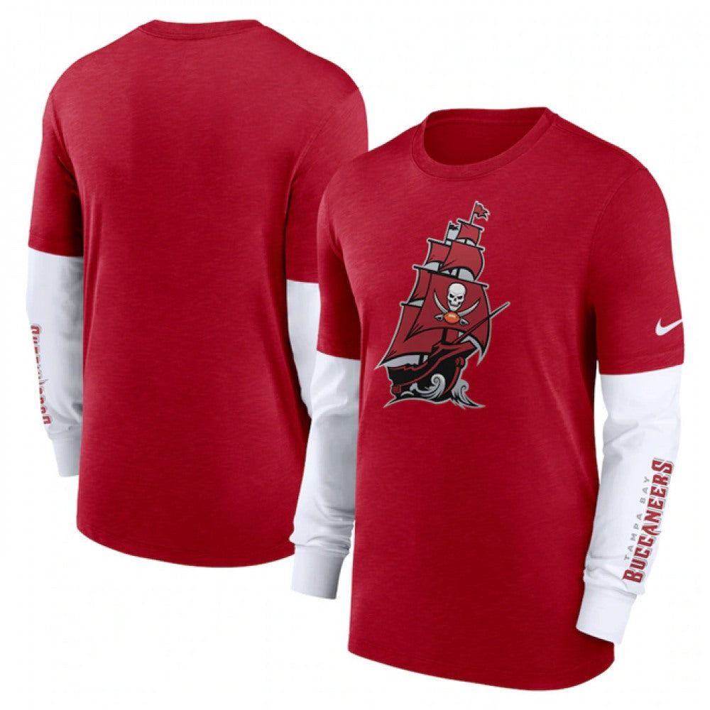 Men's Tampa Bay Buccaneers Heather Red Slub Fashion Long Sleeve T-Shirt 