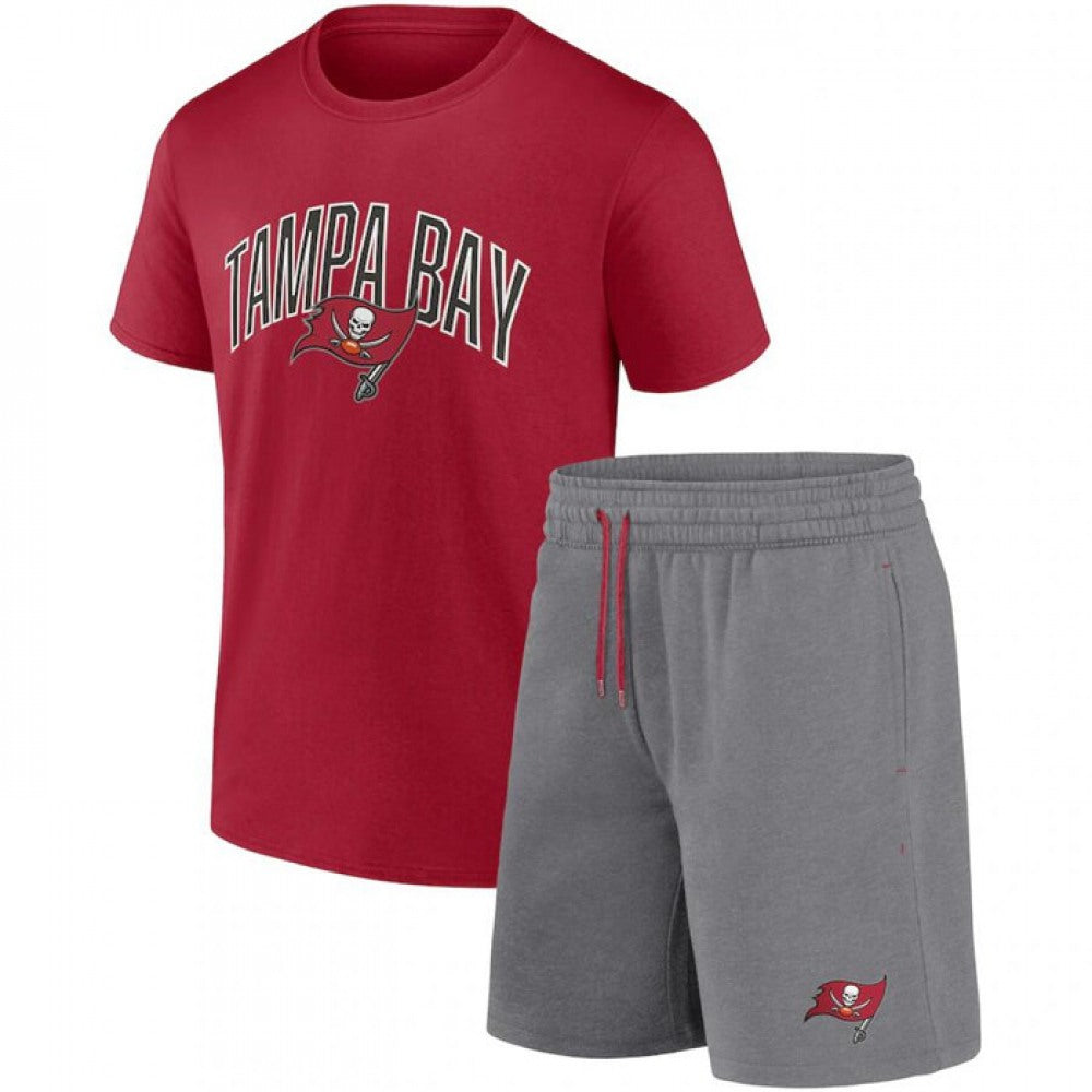 Men's Tampa Bay Buccaneers Red/Heather Gray Arch T-Shirt & Shorts Combo Set 