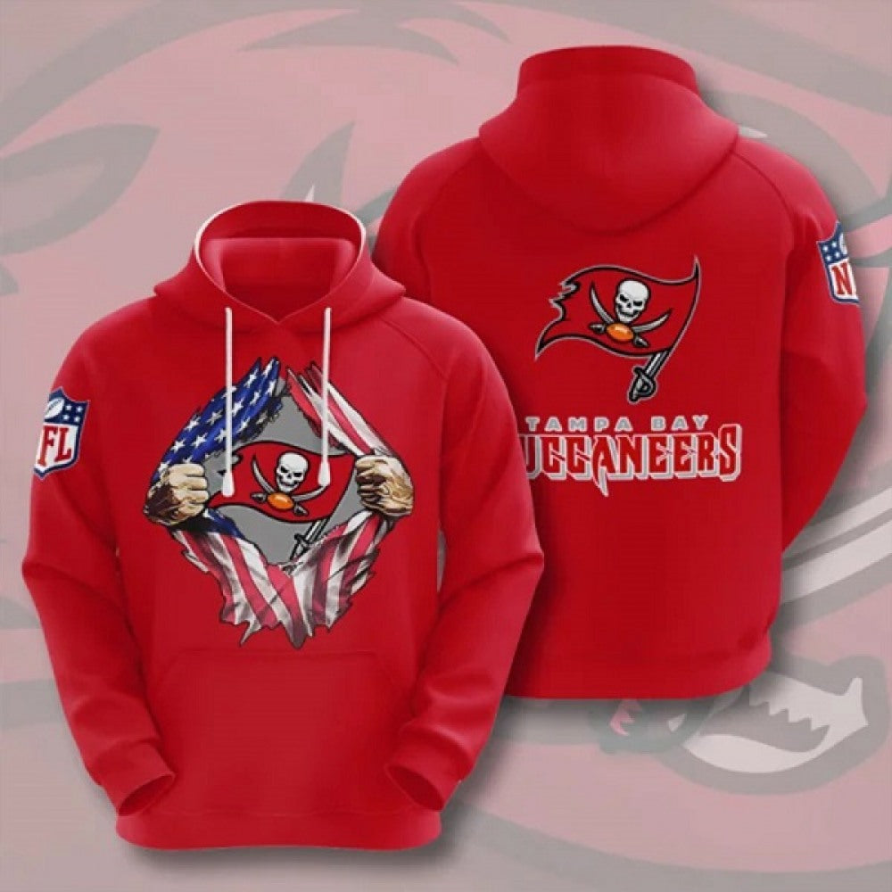 Men's Tampa Bay Buccaneers Red 3D Trending T-Shirt Hoodie 