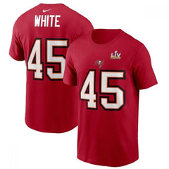 Men's Tampa Bay Buccaneers #45 Devin White Red Super Bowl LV NFL T-Shirt 