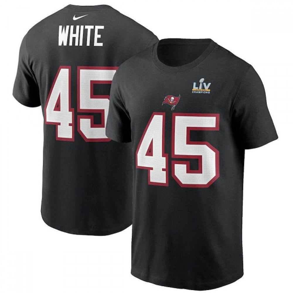 Men's Tampa Bay Buccaneers #45 Devin White Black Super Bowl LV NFL T-Shirt 