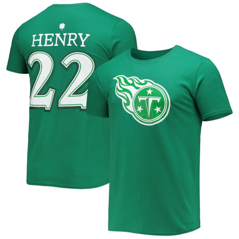Men's Tennessee Titans #22 Derrick Henry Green St. Patrick's Day Icon Player T-Shirt 
