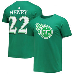Men's Tennessee Titans #22 Derrick Henry Green St. Patrick's Day Icon Player T-Shirt 